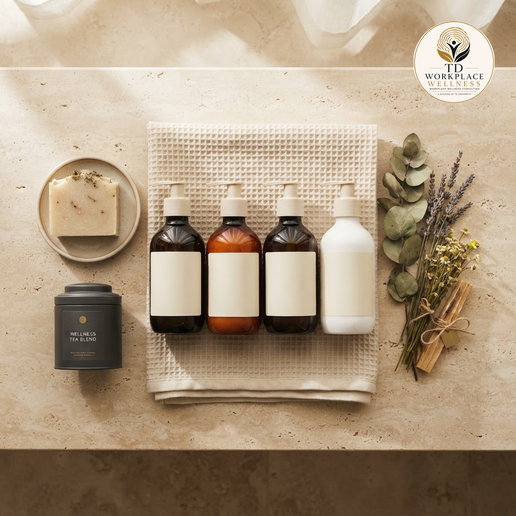 A branded TD Workplace Wellness luxury amenity collection